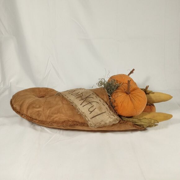 Cornucopia Horn Of Plenty Basket Thanksgiving Handmade Fabric Table Wall Mount - Picture 13 of 16